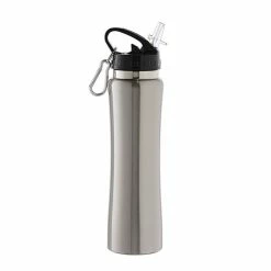 Smith & Nobel Double Wall Stainless Steel Straw Bottle Silver 500mL