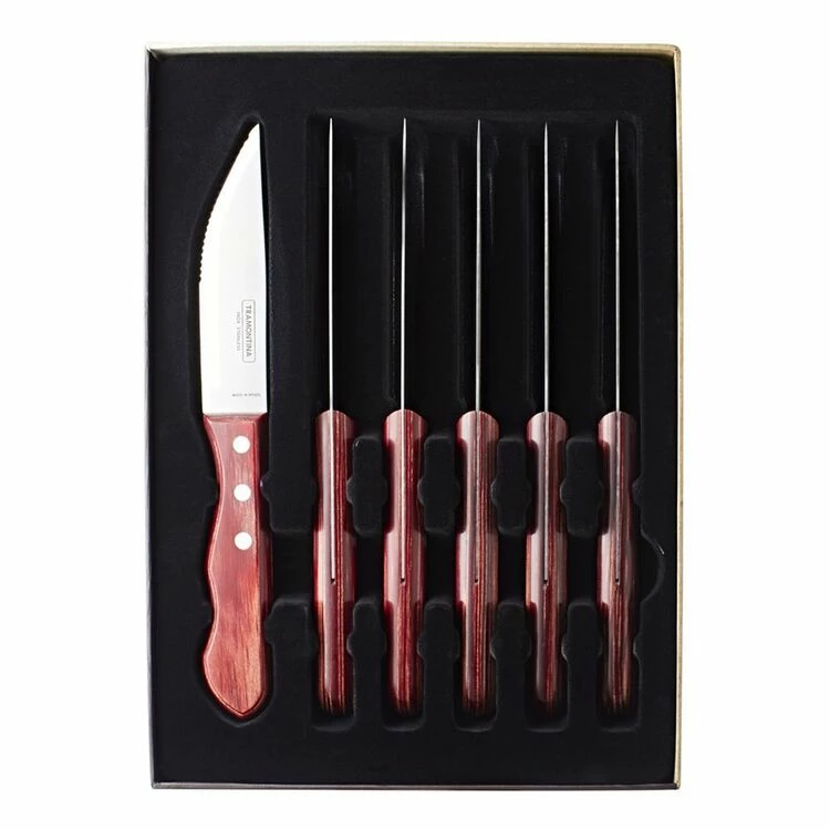 Tramontina Churrasco Jumbo 6-Piece Steak Knife Set Red 4 Tramontina Churrasco Jumbo 6-Piece Steak Knife Set Red - Image 2