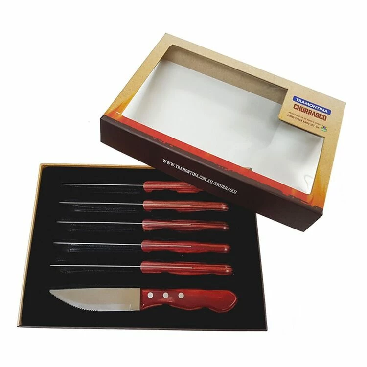 Tramontina Churrasco Jumbo 6-Piece Steak Knife Set Red 6 Tramontina Churrasco Jumbo 6-Piece Steak Knife Set Red - Image 4