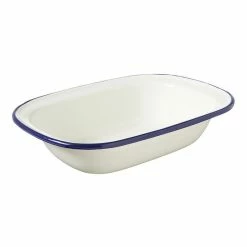 Wiltshire Enamel Oblong Pie Dish 1L Blue Rim