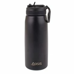 Oasis 780mL Stainless Steel Double Wall Drink Bottle With Sipper - Black