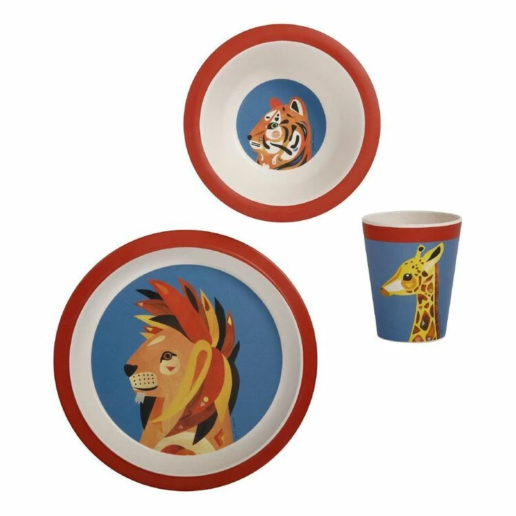 Maxwell & Williams Pete Cromer Wildlife Children's Bamboo Lion 3pc Dinner Set Gift Boxed 3 Maxwell & Williams Pete Cromer Wildlife Children's Bamboo Lion 3pc Dinner Set Gift Boxed