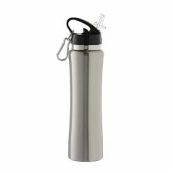 Smith & Nobel Double Wall Stainless Steel Straw Bottle Silver 500mL