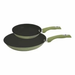 Smith & Nobel Enhance Twin Pack Aluminium Frypans Olive Green
