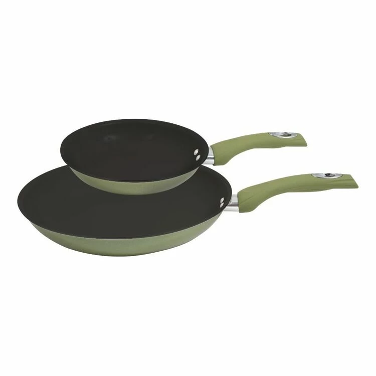 Smith & Nobel Enhance Twin Pack Aluminium Frypans Olive Green 3 Smith & Nobel Enhance Twin Pack Aluminium Frypans Olive Green